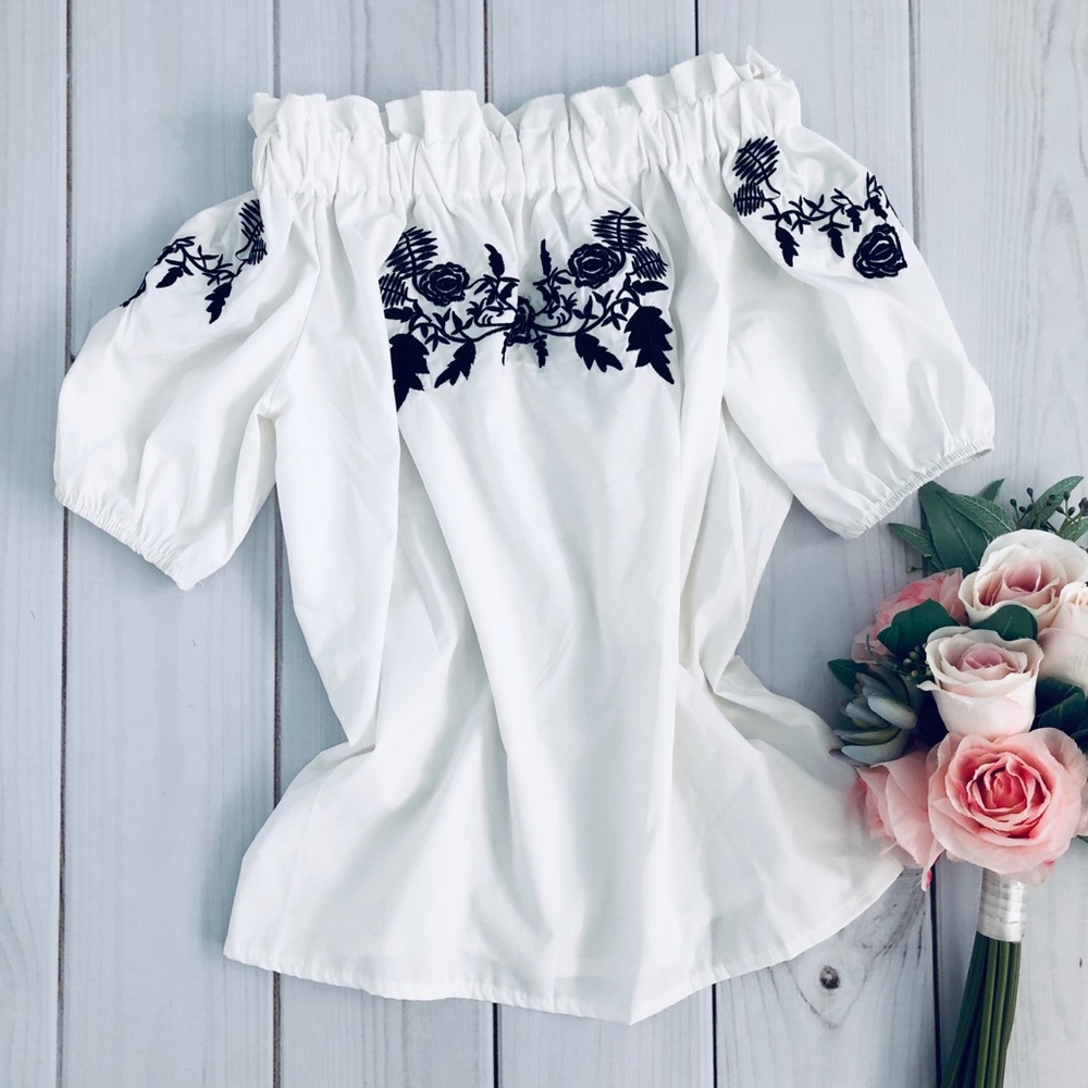 White Embroidered Top